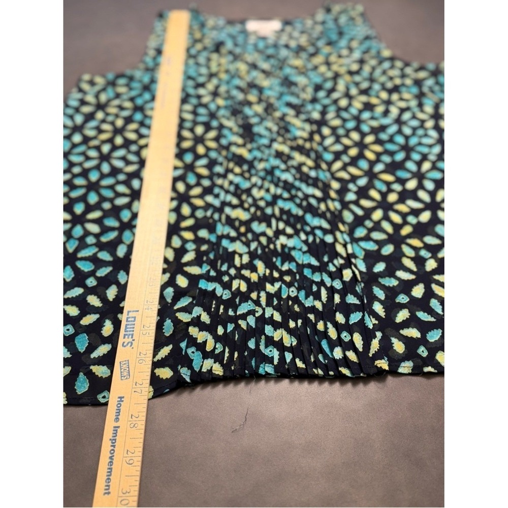 LOFT Navy Floral Sleeveless Blouse Navy Teal Top - Picture 6 of 6